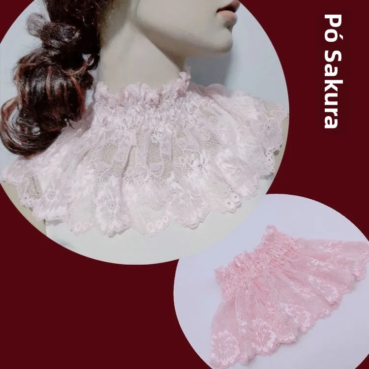 Gola de Renda Fina Versátil para Mulheres, Cobertura Elástica para o Pescoço, Moda Primavera Outono Inverno, Estilo Coreano, ...