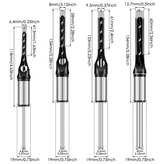 Square Hole Drill Bit Adapter Power Tool Accessory for Drill Machines Woodworking Hole Saw Mortising Chisel Drill Bit Set