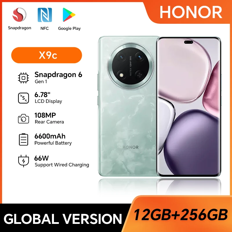 2024 HONOR X9C 5G Global Version Snapdragon 6 Gen 1 6.78" 120Hz AMOLED PWM Display 6600mAh Powerful Battery 108MP OIS Camera