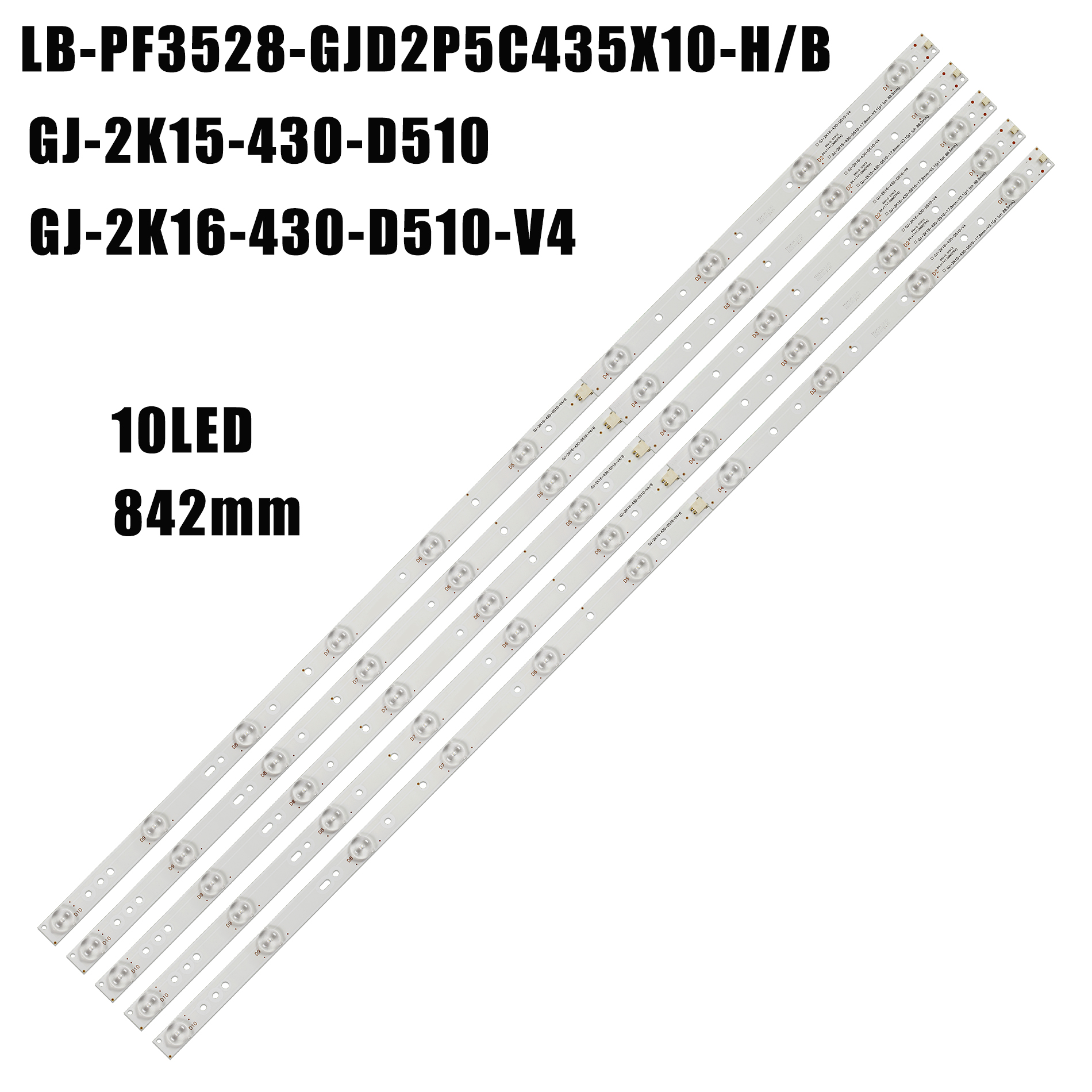 Tira retroiluminação LED 10 lâmpadas para Philips 43 "TV 43PFT4131 43PFS5301 GJ-2K15-430-D510 GJ-2K16-430-D510-V4 01Q58-A BDM4350