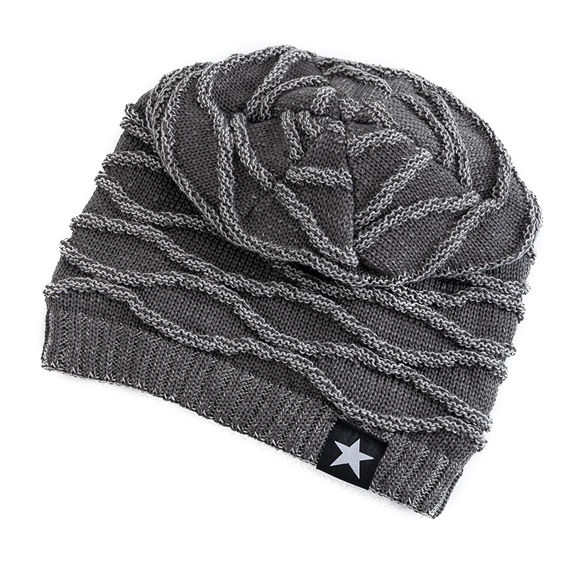 Neue Unisex Slouchy Winter Hüte Hinzufügen Pelz Gefüttert Männer Und Frauen Warme Beanie Cap Casual fünfzackigen Stern Dekor Winter gestrickte Hüte