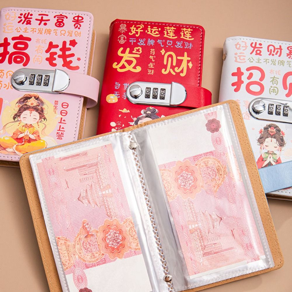 50 листов экономия денег переплет счастливый лист искусственная кожа органайзер-планировщик кошелек для хранения наличных конверты бюджетный переплет с замком