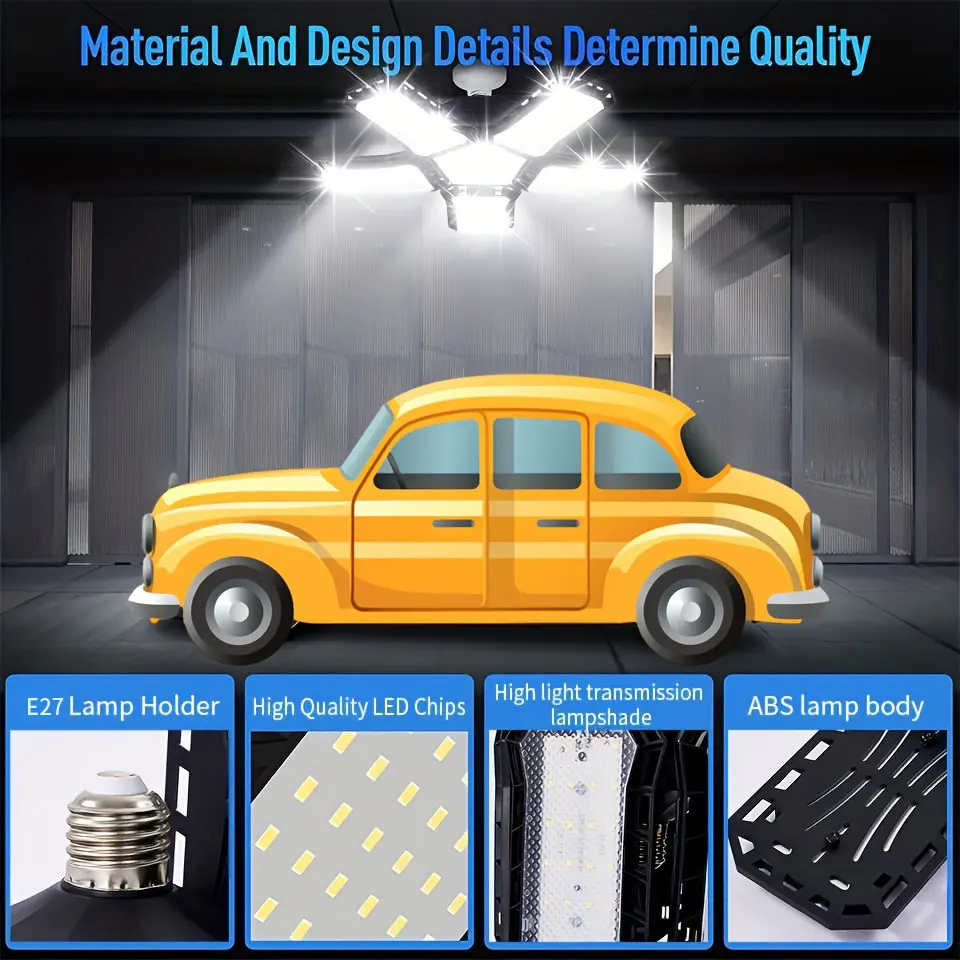 LED Lamp Bulb AC220V 45/60/80W Foldable Umbrella Is Suitable For Lighting In Warehouses Garages Storage Rooms And Other Places