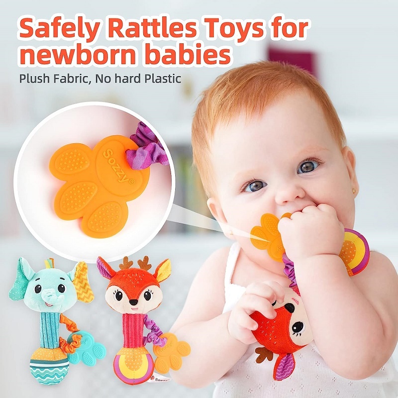 Hochet doux en peluche avec clochette à main pour bébé de 0 à 12 mois, jouets mignons pour nouveau-né, cadeau de Noël