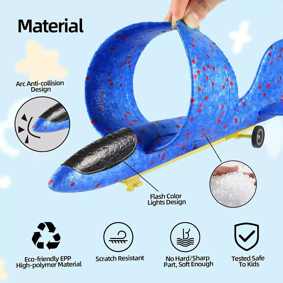 Pistola de juguete elástica de espuma suave para niños, traje de avión de eyección lanzado a mano, Avión de espuma, color aleatorio, al aire libre, 3 en 1