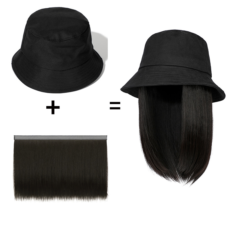 Eimerhut-Synthetikperücke, mittellange Kunstfaser-Perücke, modische, vielseitige dekorative Perücke