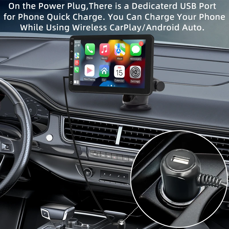 Hippcron 7 inch Autoradio Multimedia Video Player Draagbare Stereo Draadloze Carplay Android Auto Voor Universele 12-24 V Autoradio