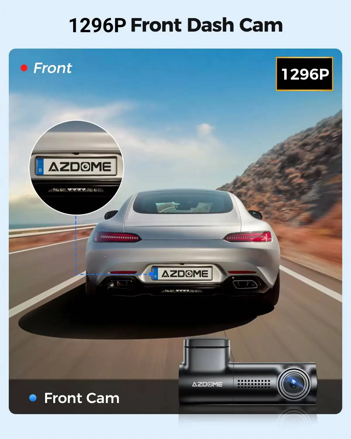 AZDOME M330 coche DVR 1296P cámara de salpicadero Control de voz inteligente WiFi aplicación gratuita sensor G registro de emergencia Monitor de estacionamiento grabación en bucle