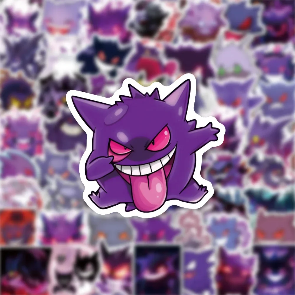 50PCS 귀여운 포켓몬 Gengar 만화 스티커 데칼 DIY 장식 노트북 전화 가방 노트북 냉장고 Kawaii 낙서 장난감