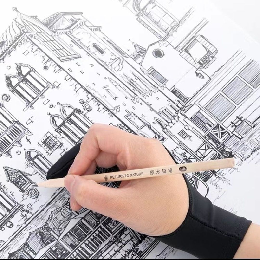 สองนิ้ว Anti-Fouling วาดถุงมือยืดหยุ่นตารางบอร์ดดิจิตอลหน้าจอวาดอุปกรณ์เสริมสําหรับ Arists ภาพวาด Art Supplies