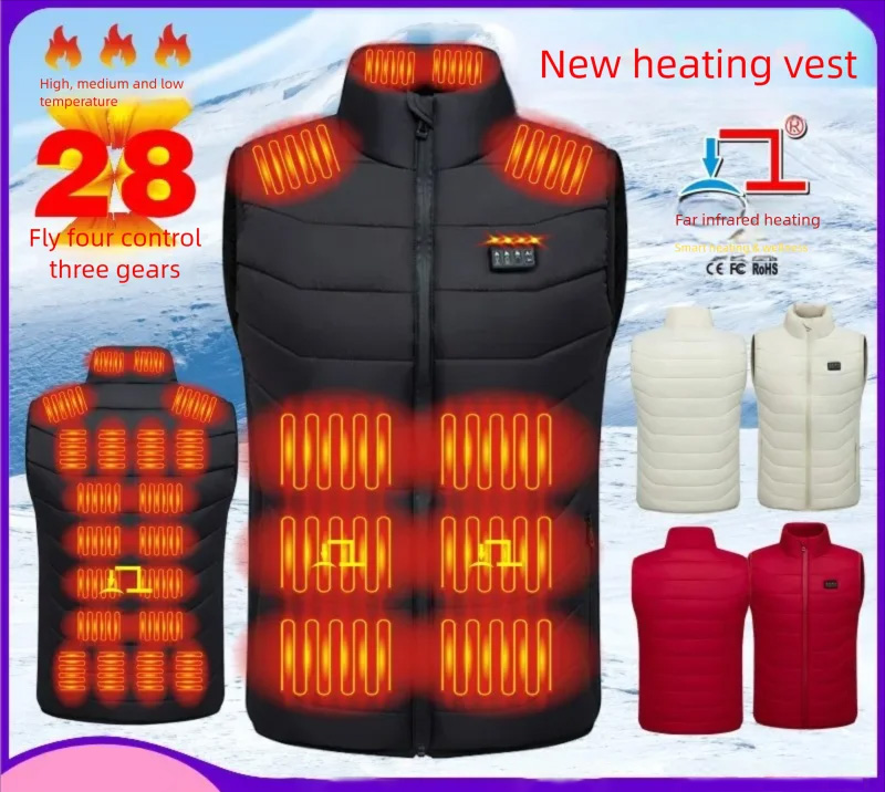 28 bereiche Intelligente Heizung Weste für Männer Frauen USB Smart Elektrische Ärmellose Jacke Selbst-erhitzung Kleidung Winter Warme Gepolsterte mantel