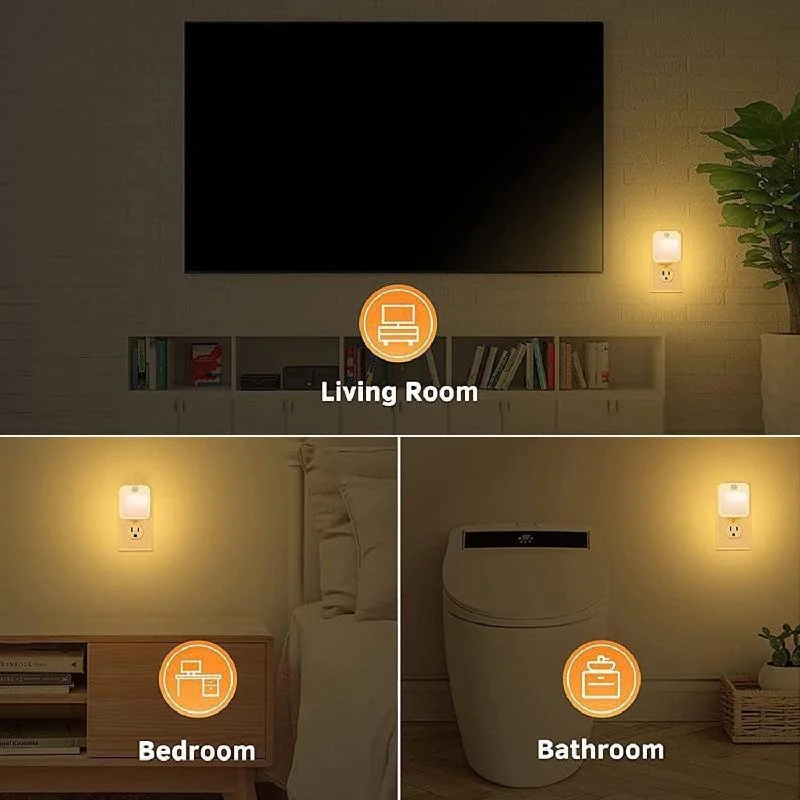 Luces LED de noche con Sensor de movimiento, enchufe europeo, luz de gabinete regulable para mesita de noche de bebé, dormitorio, pasillo, lámpara de noche inalámbrica, iluminación