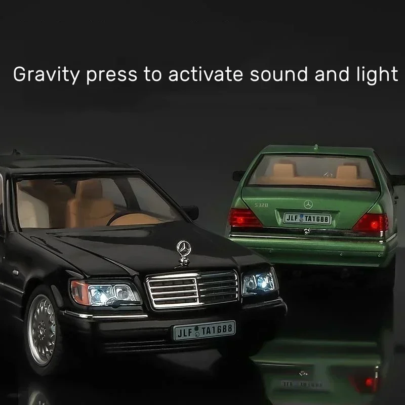スケールカー 1:24 メルセデスベンツ S320 W140 合金ミニチュアカーモデルダイキャストメタルサウンド & ライトコレクション子供のおもちゃの車のギフト