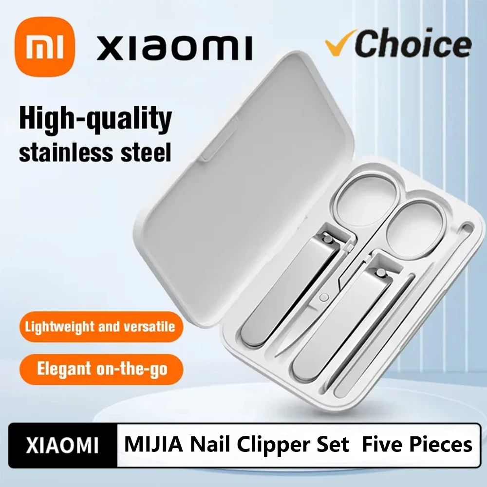 XIAOMI Mijia Obcinacz do paznokci Pięcioczęściowy zestaw Biały Wysokiej jakości stal nierdzewna Absorpcja magnetyczna Prosty pięcioczęściowy zestaw Przenośny