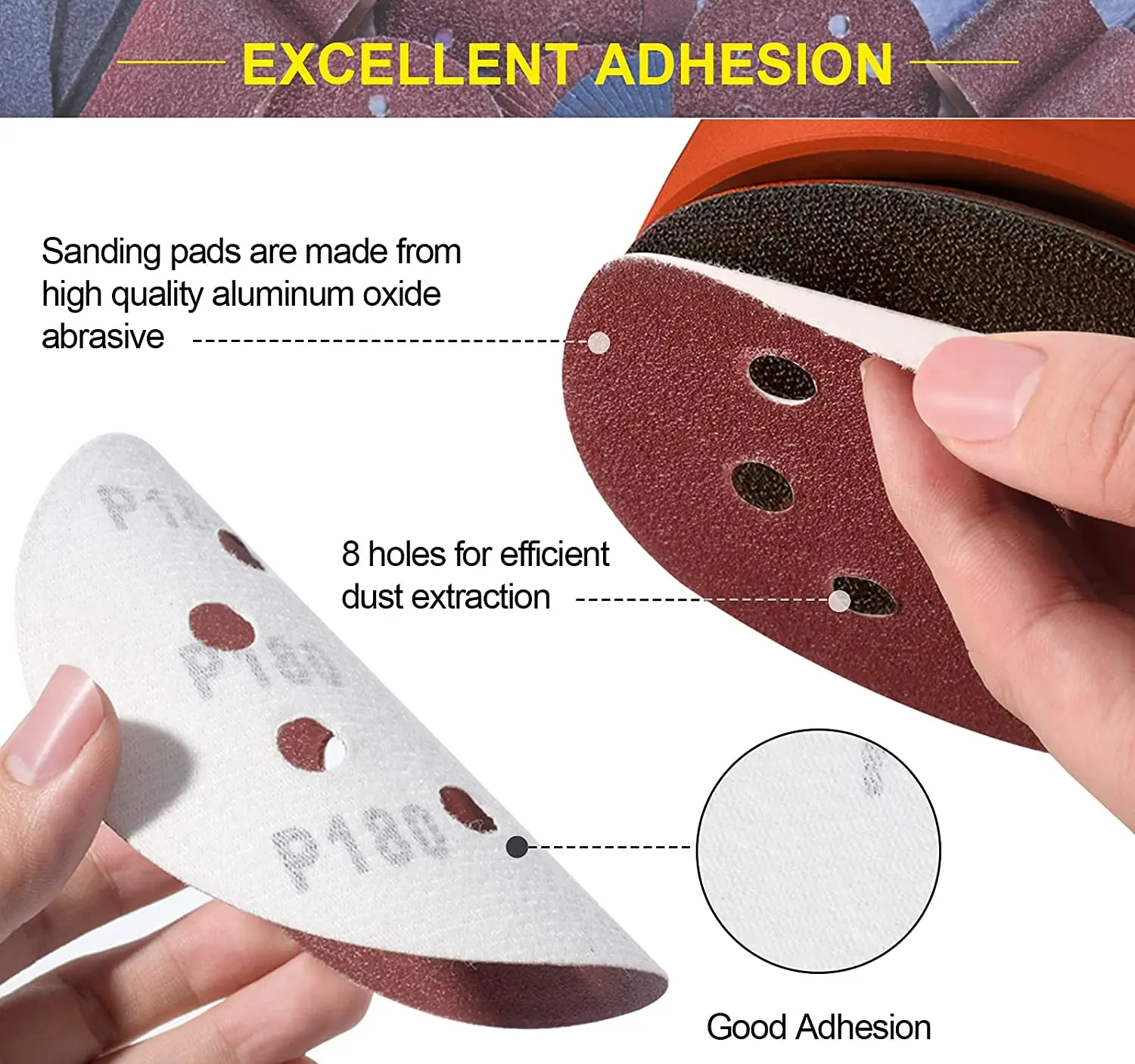 10PCS/5PCS 5 Inch 8 Hole Sanding Discs Hook and Loop Adhesive Sandpaper for Random Orbital Sander 40-3000 Grits Abrasive Sheets