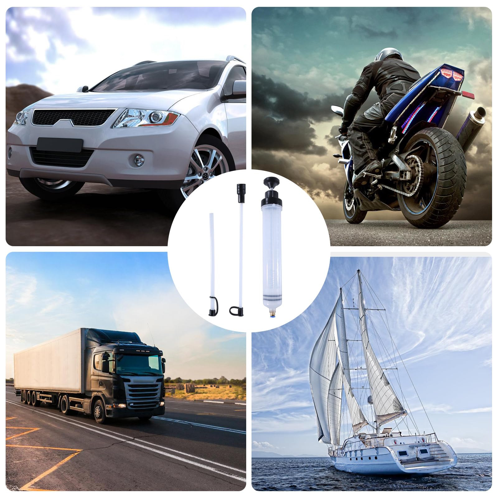 自動車用流体抽出器ポンプ ホース付きオイル交換シリンジ 手動燃料吸引およびフィラー 流体オイル交換エバキュエーター 500cc