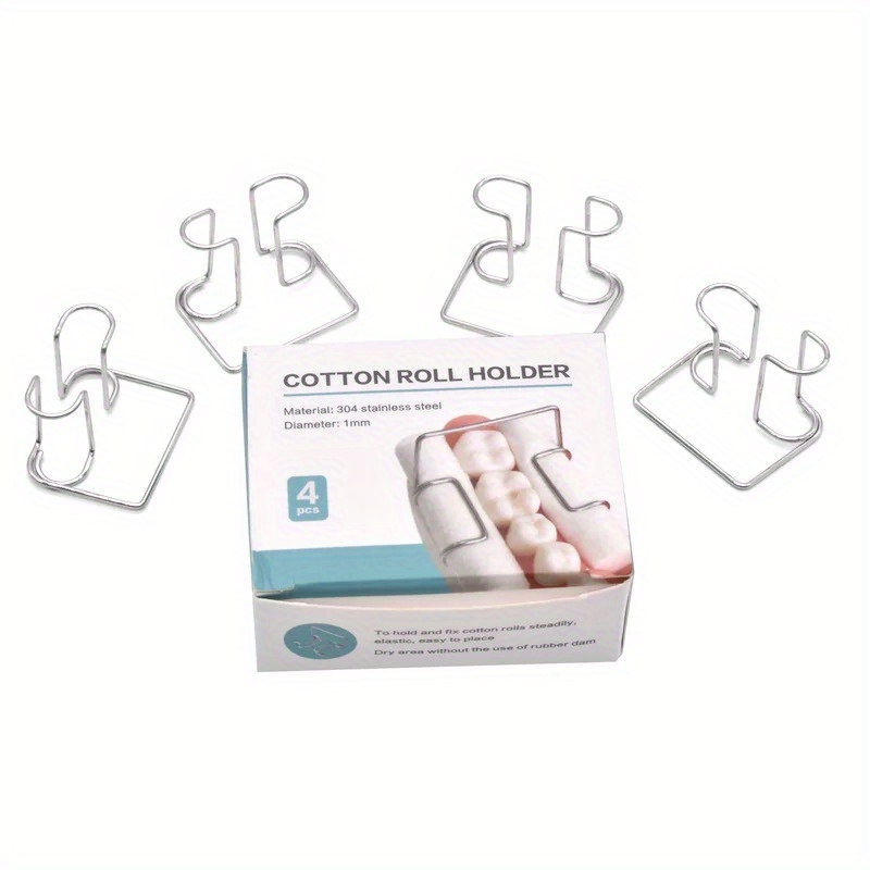 4 szt./pudełko Klipsy do nawilżania materiałów dentystycznych, rolki bawełniane, ortodontyczny uchwyt ze stali nierdzewnej, autoklawowalny materiał dentystyczny