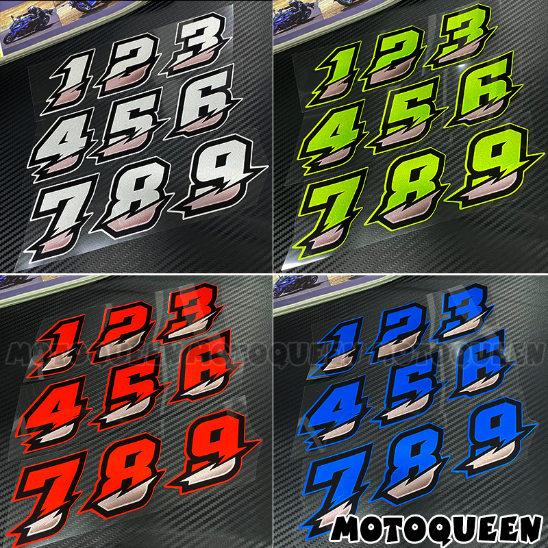Гоночный мотоцикл, арабский DIY 123456789, наклейки с номером, боковая крышка топливного бака, обтекатель, наклейка на шлем для мотокросса, мотоцикла, автомобиля