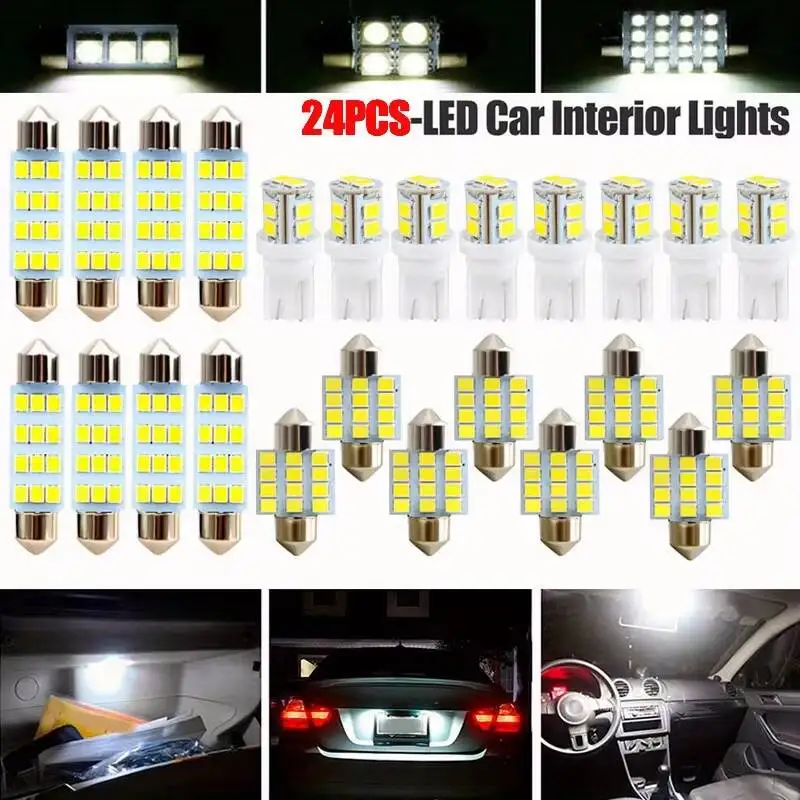 Ampoule de voiture T10 6000K SMD LED de remplacement pour plaque d'immatriculation/ampoules de lecture, lumière intérieure blanche au xénon, 10 à 42 pièces