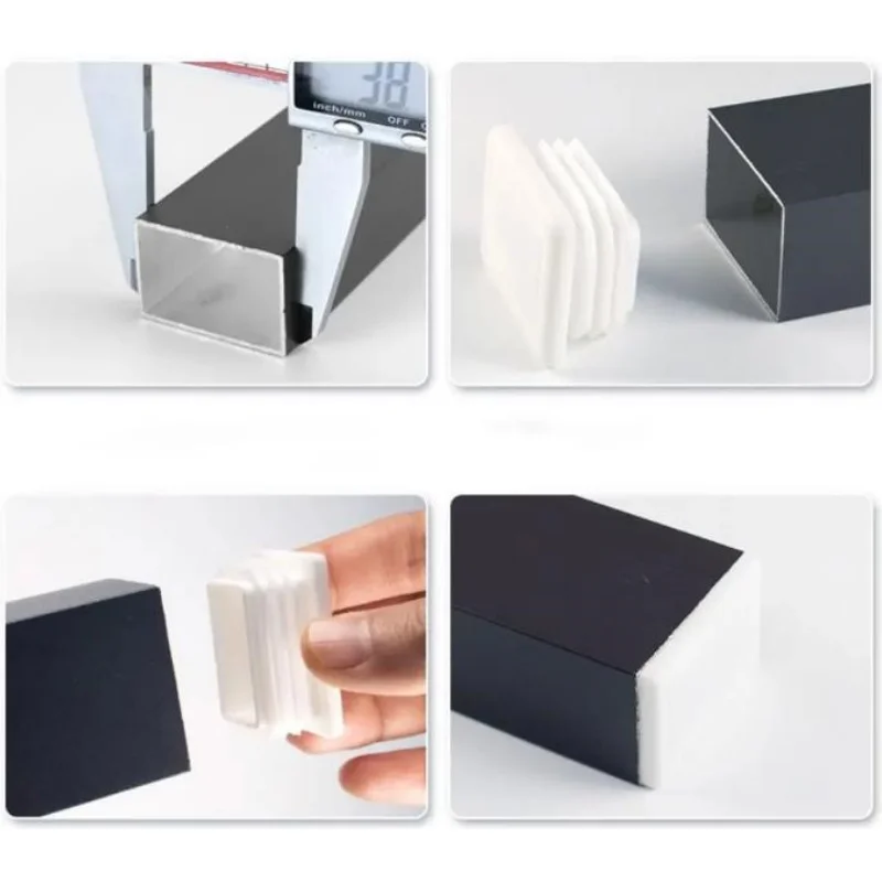 Plastic White pipe plug Square/Rectangle Furniture Feet End Blanking Insert Pads Chair Leg Tube Tip Caps Plugs Floor Protector