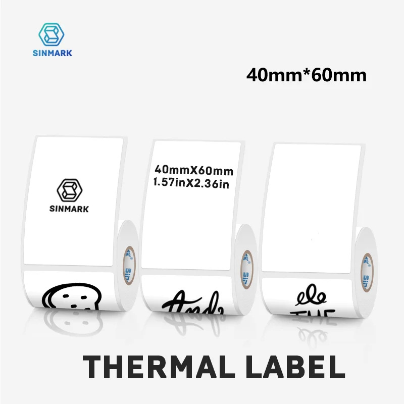 Étiquette Autocollante Thermique Blanche de 40x60mm, Papier Vierge Auto-Adhésif pour Aide-Mémoire, Cadeau Fait à la Main, Bricolage, Utilisation à Domicile et au Bureau