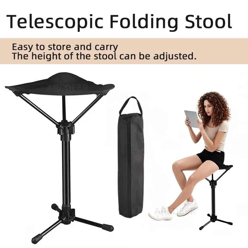 Taburete triangular telescópico, taburete de una pierna, Mini taburete portátil para viajes al aire libre, cola, Camping, Maza, silla de pesca, silla de playa