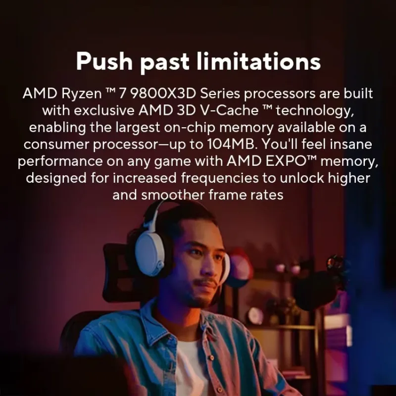 AMD Ryzen ™   7 9800X3D Nowy procesor, 3D V-Cache 8C/16T 120W do 5,2 GHz, L3=96M 100- 100001084   Gniazdo AM5, ale bez chłodnicy