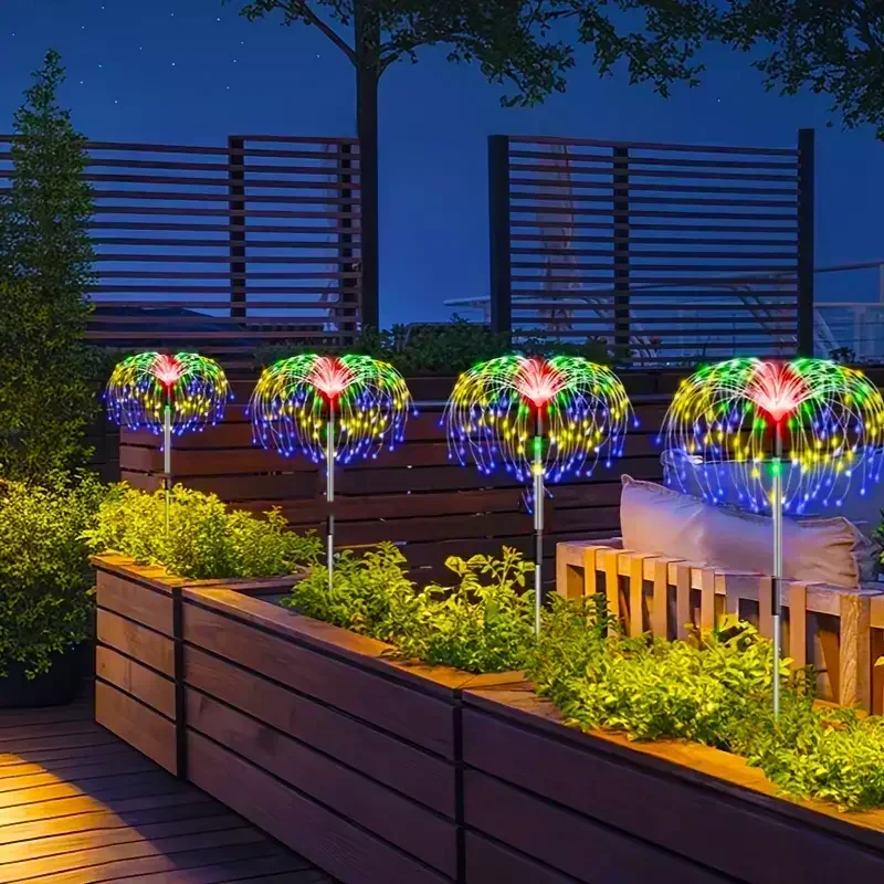 60LEDS Solar Firework Lights Waterproof Garden Lights Outdoor Solar Lights 8 Modes Landscape Lighting for Courtyard Pathway