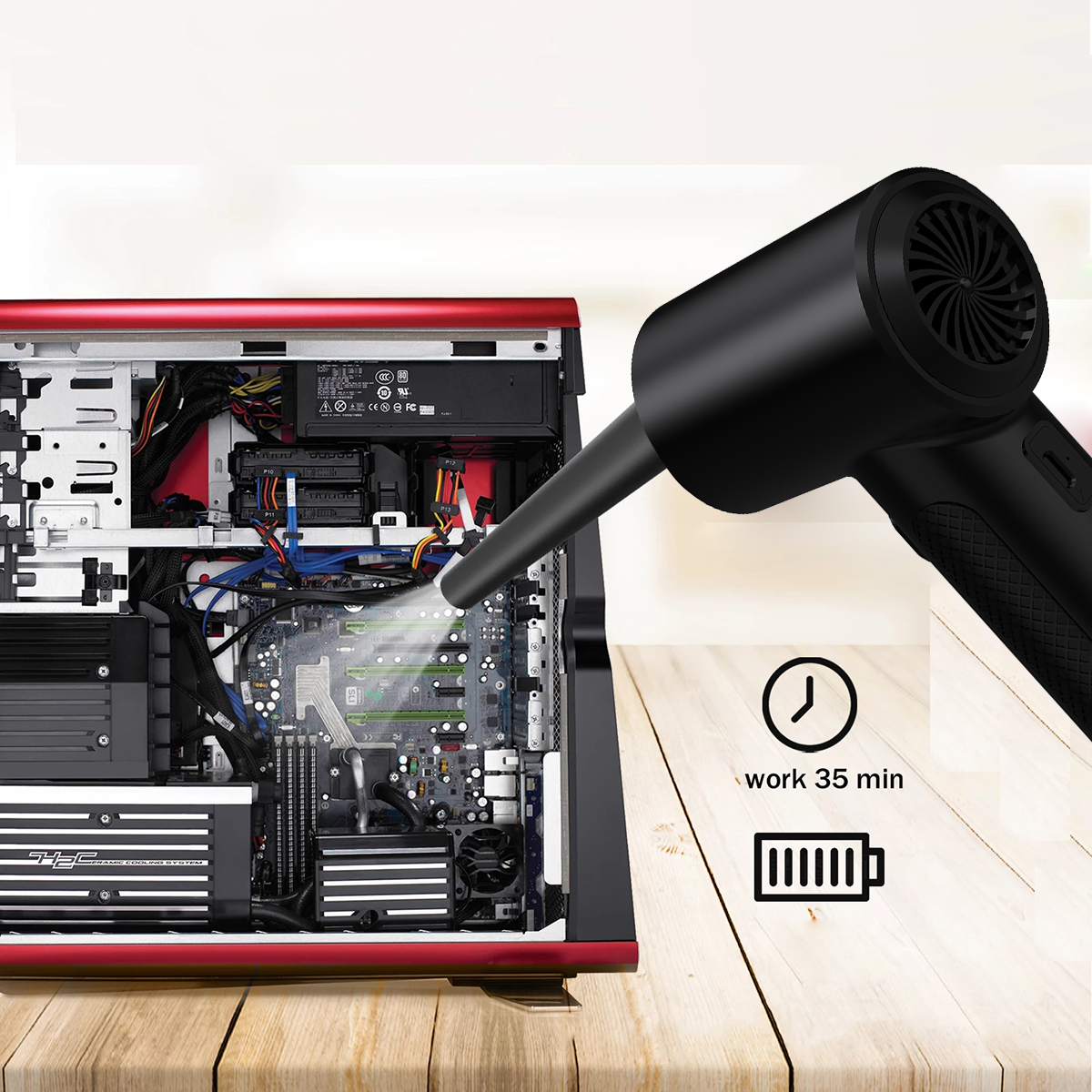 Plumeau à Air comprimé pour clavier, souffleur d'air électrique, nettoyage d'ordinateur, nettoyeur de poussière d'air sans fil pour miettes de PC et voiture