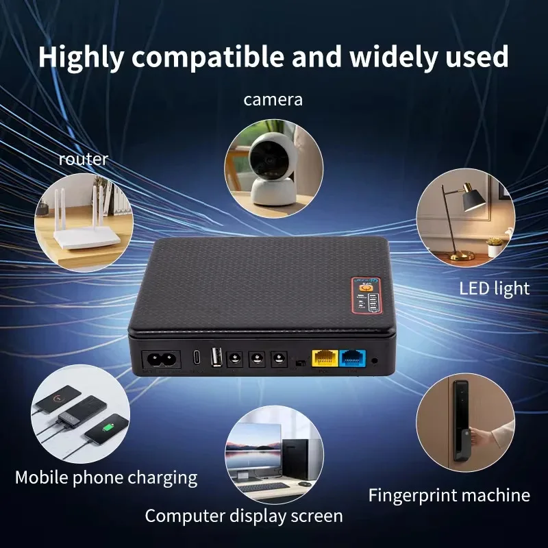 DC UPS Mini fuente de alimentación ininterrumpida 18650 batería de respaldo 16000mah 18W 5v 9v 12v 220v tipo C enrutador doméstico módem interruptor Wifi