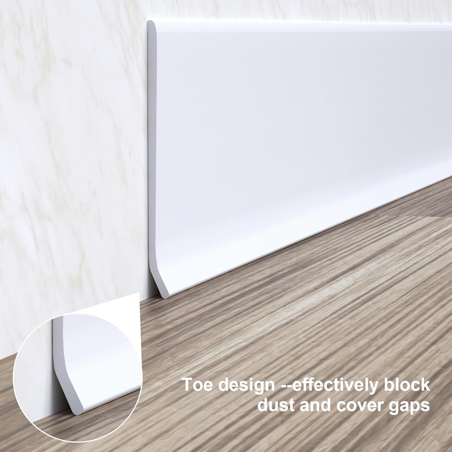 Flexible Baseboard Molding Trim, 4 Inch(W) x 40 Feet(L) Self-Adhesive Vinyl Wall Base Cove Base, Peel and Stick Rubber Wall Base