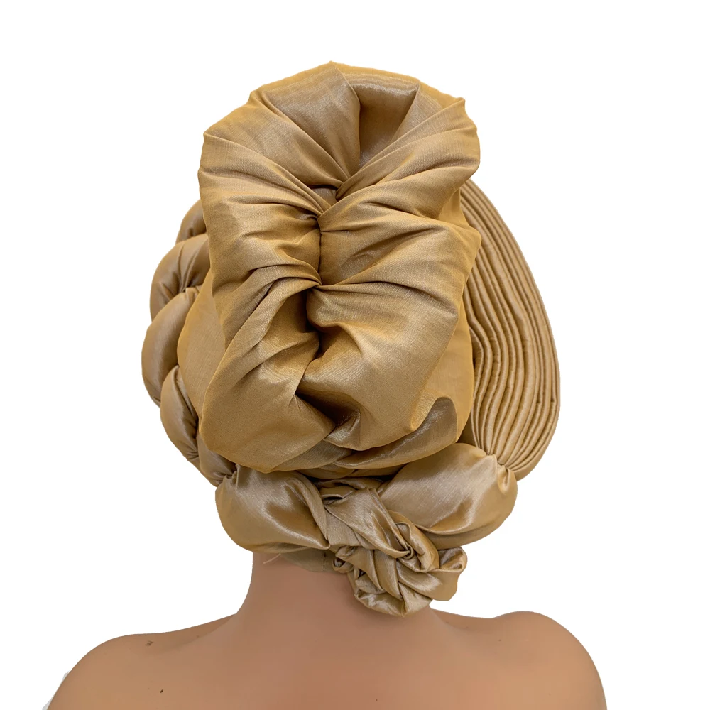 Weiblicher kopf wickelt rohe seide headtie afrikanische autogele frauen turban kappe nigeria hochzeit auto geles party kopf bedeckung