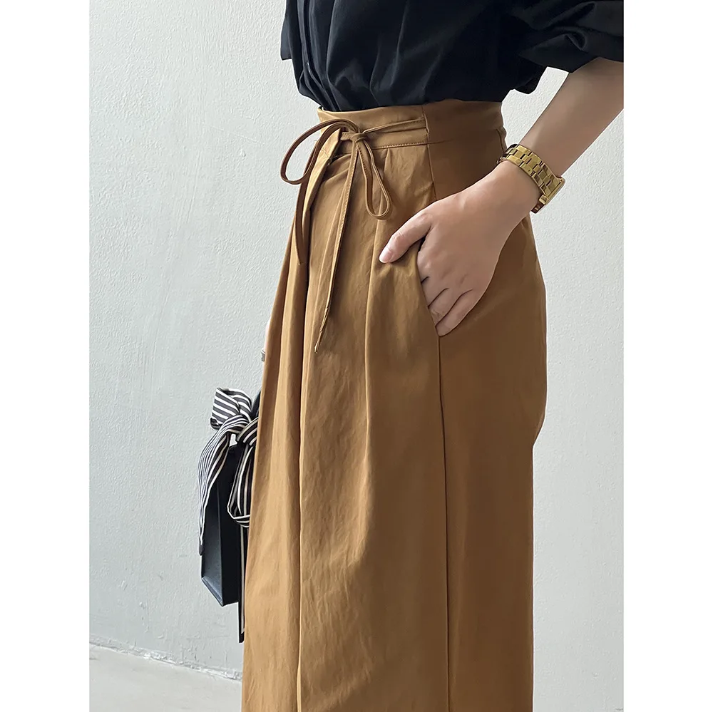 Calças de Perna Larga com Design Assimétrico para Mulheres, Calças Casuais Retas de Cintura Alta, Moda de Outono com Detalhe ...