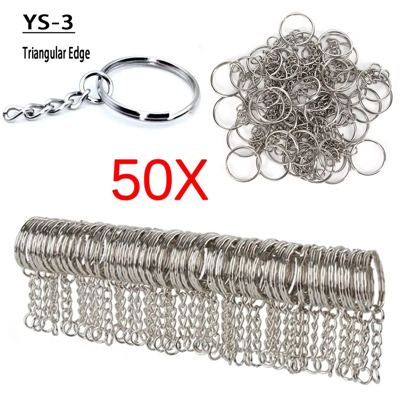 50 ชิ้นโลหะชุบเงินเปล่าพวงกุญแจพวงกุญแจแหวนแยก Keyfob Key ผู้ถือแหวนผู้หญิงผู้ชาย DIY Key Chain Key Ring อุปกรณ์เสริม