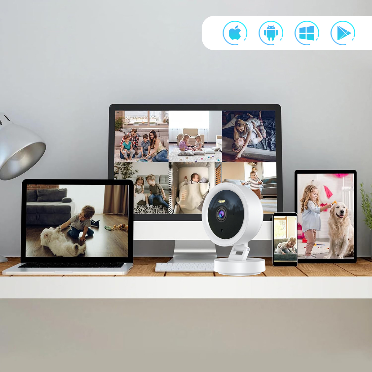 Cámara de vigilancia IP con WiFi de 1080P, Monitor de seguridad para bebés, Audio y vídeo CCTV de 2MP, visión nocturna en Color, detección IA, Mini cámara iCSee