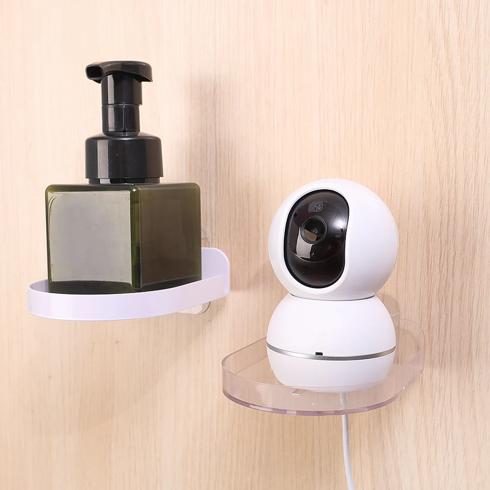 1/2Pcs Self Adhesive Security Camera Wall Mounting Bracket Punch-Free Acrylic Surveillance Camera Holder Shelf for Baby Monitors
