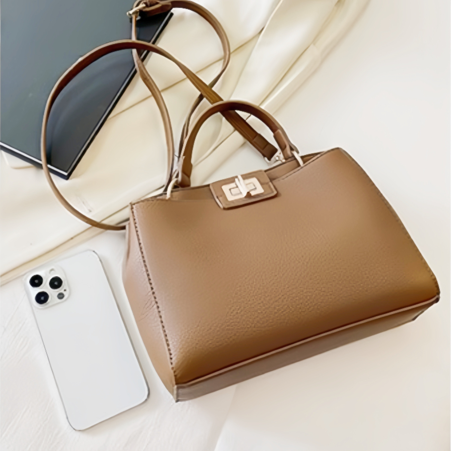 กระเป๋าสะพายสตรีสไตล์วินเทจหรูหราหนัง PU กระเป๋าสะพายข้าง