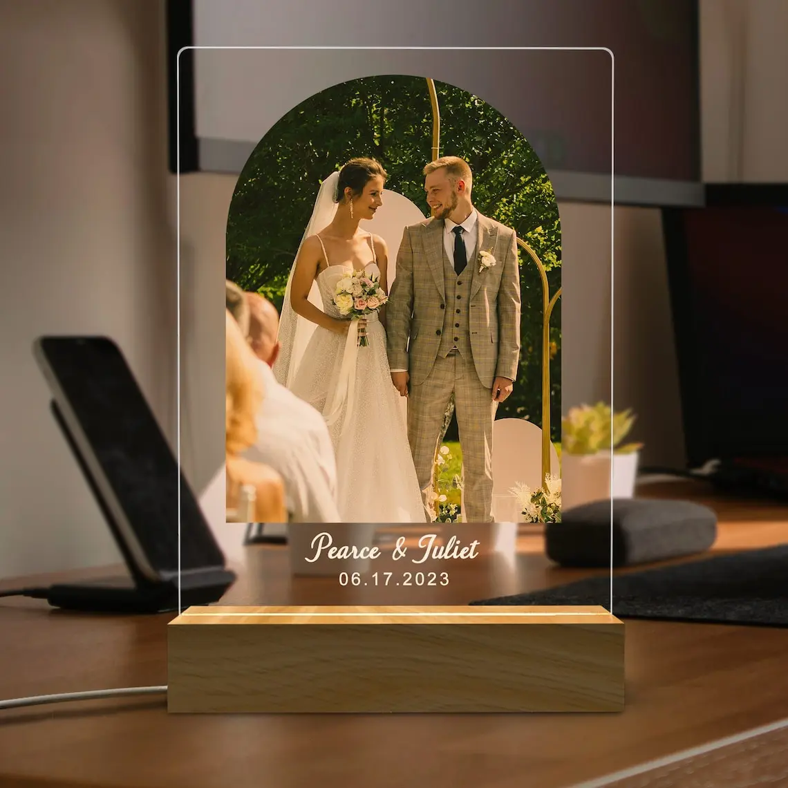 Luz nocturna 3D personalizada, lámpara de foto y texto personalizada, Día de San Valentín, boda, cumpleaños, lámpara 3D de 7 colores, regalos