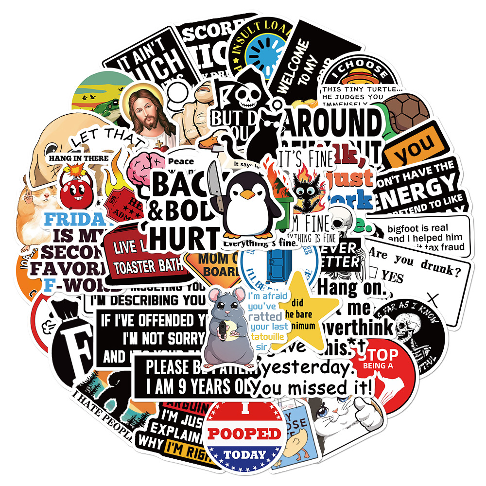 50PCS Prank Meme Stickers Harajuku Decals DIY Mode Graffiti Decals Bagage Notebook Fiets Gift Telefoon Laptop Koffer Stickers