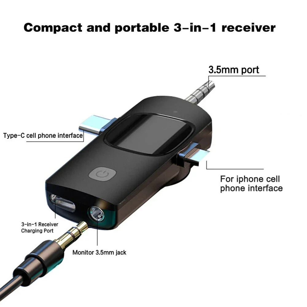 Basix Professional 4w1 bezprzewodowy mikrofon krawatowy dla iPhone Android 3,5 mm do nagrywania na żywo Mini mikrofon z redukcją szumów