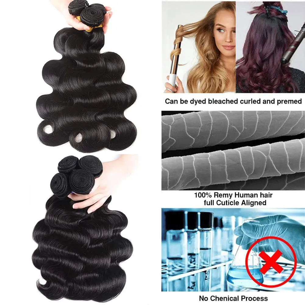 Cabelo brasileiro Weave Pacotes, Raw Remy Cabelo Humano, Extensões de Cabelo Virgem, Loose Body Wave, 1 Pacotes, 3 Pacotes, 4 Pacotes, 28 em
