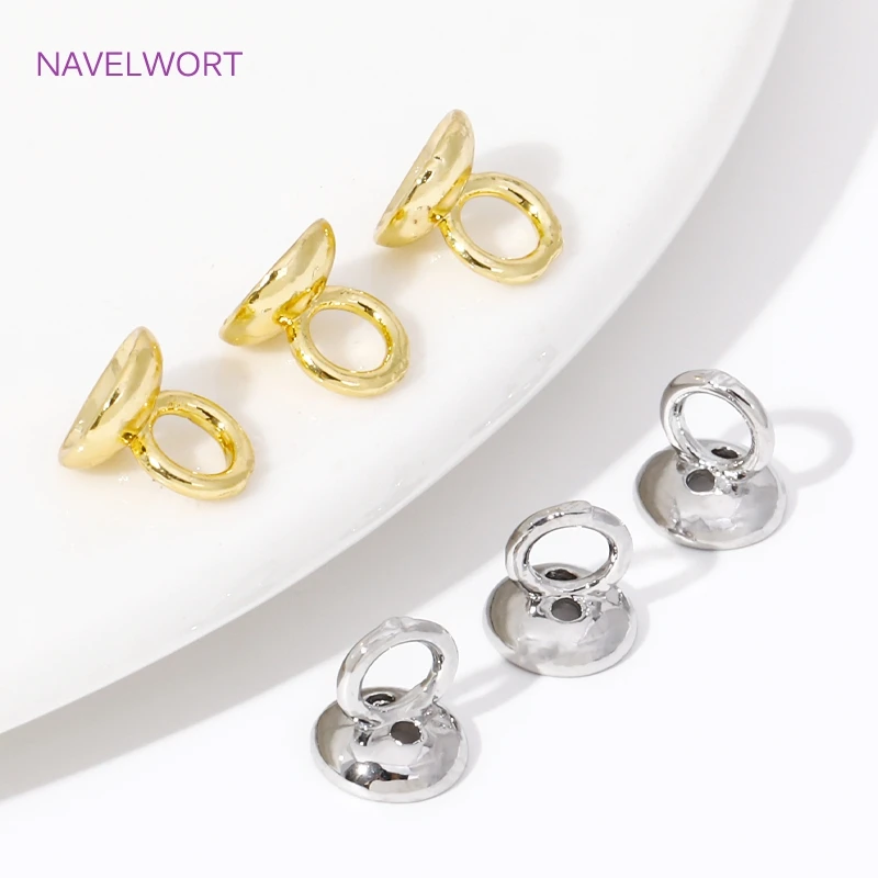 4.5/6mm 18k banhado a ouro latão pérola pulseira termina conector com laço, tampas de extremidade de jóias, para diy jóias fazendo acessórios