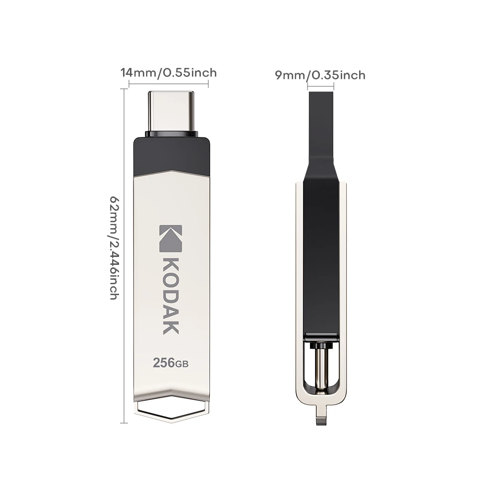 KODAK USB3.2 Type C Two in One Flash Drive 256GB 128GB 32GB Pendrive High Speed Dual Memory Stick For Smartphone Laptop
