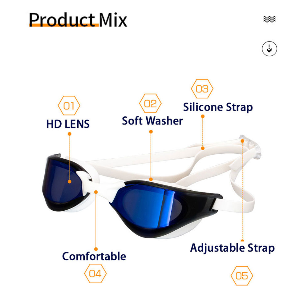 JSJM 성인 전문 안개 방지 HD 수영 고글 UV 보호 수영 고글 남성 여성 조정 가능한 실리콘 수영 안경