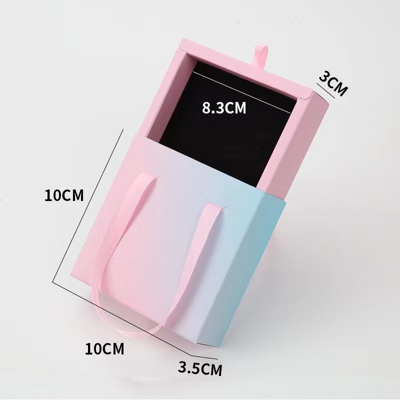 Handheld Jewelry Packaging Box Wearing Armor Ring Earring Necklace Storage Gift Box Paper Pull-out Drawer Jewelry Box Wholesale