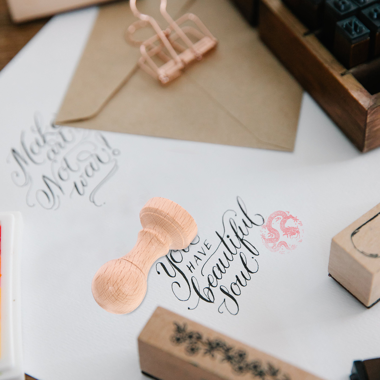 2 Stück Scrapbook-Holzsiegel, leere Stempel, Schnitzerei, Tagebuch, Planer, Handbuch, Stempel