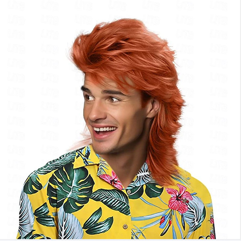 HAIRJOY Parrucche sintetiche per mulet per uomo Parrucche sintetiche per feste in costume anni '70 e '80