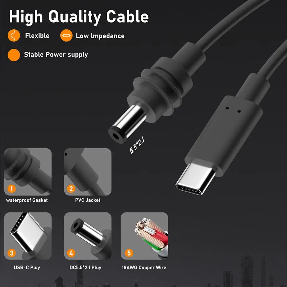 Type-C ถึง DC/DC ถึง DC Fast CHARGING Power CABLE สําหรับ Starlink MINI กันน้ํากลางแจ้ง 20V 2/3/5/10 M สําหรับ Starlink MINI Power CABLE