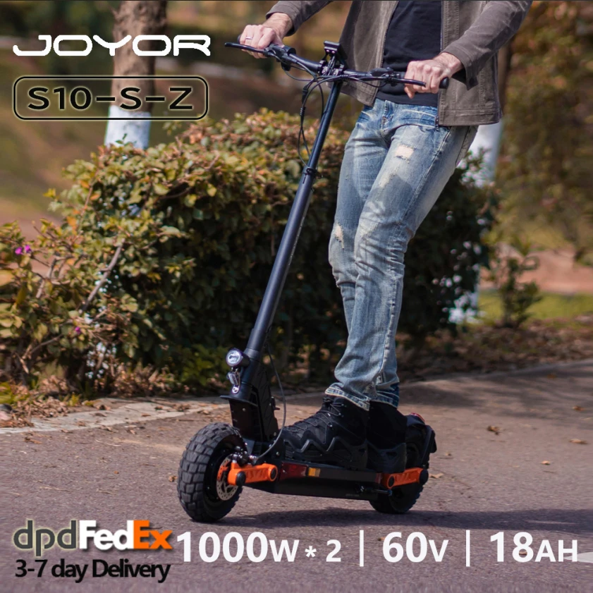 Skuter elektryczny JOYOR S10-S-Z Akumulator 60 V 18 Ah, podwójny silnik 1000 W, skuter dla dorosłych z oponami 10 cali, maksymalna prędkość 65 km/h, zasięg 70-85 km, czarny
