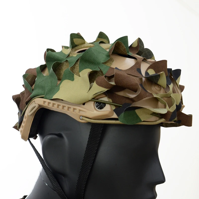3D Camo Net Airsoft Helm Abdeckung Laser Cut Nylon Kordelzug Helm Scrim CS Wargame Paintball Fallschirmjäger Jagd Zubehör